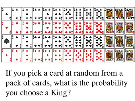 52 card probability worksheet.